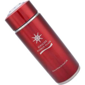 Bouteille D&rsquo;eau Nano Energy, Bouteille D&rsquo;eau Alcaline en Acier Inoxydable avec Photocatalyseur Tourmaline pour une Meilleure Absorption des Nutriments, 400 Ml (Argent)(Rouge)