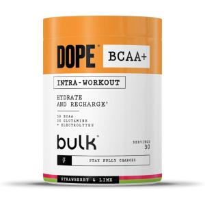 Dope BCAA+ | Poudre Intra-Entraînement | Strawberry Lime | 360 g | 30 Portions | 5g BCAAs | Mélange d&rsquo;Électrolytes | Glutamine | Vitamine B6 & B12 | Soutient l&rsquo;Hydratation, l&rsquo;Énergie, Récupération(Fraise & Cirton Vert)