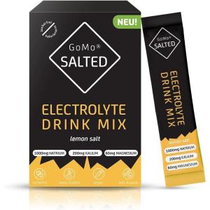 GoMo SALTED Hydration Aid | Electrolytes sans sucre | Amélioration de l&rsquo;absorption de l&rsquo;eau & hydratation rapide | 30 portions de poudre d&rsquo;électrolytes avec du sel des Alpes suisses | Goût de citron
