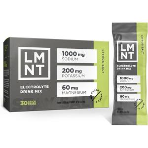 LMNT ELEMENTAL LABS Sachets de poudre d&rsquo;électrolyte céto LMNT | Poudre d&rsquo;hydratation paléo | Sans sucre, sans ingrédients artificiels | Sel d&rsquo;agrumes | 30 paquets de bâtons