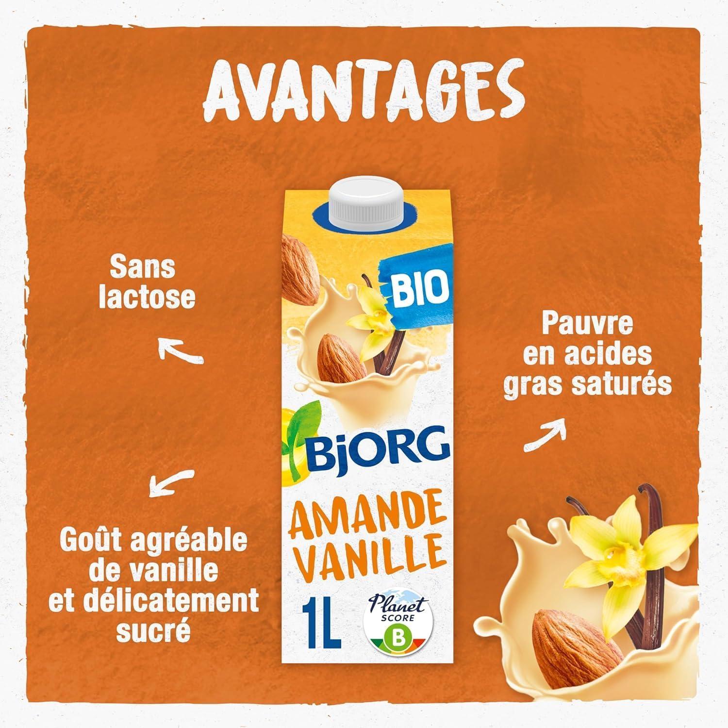 imageBjorg Boisson Oui Au Vgtal Bio Riz Coco Boire et Cuisiner Sans sucres Ajouts Pauvre en Matires Grasses 1L Lot de 2Amande Vanille