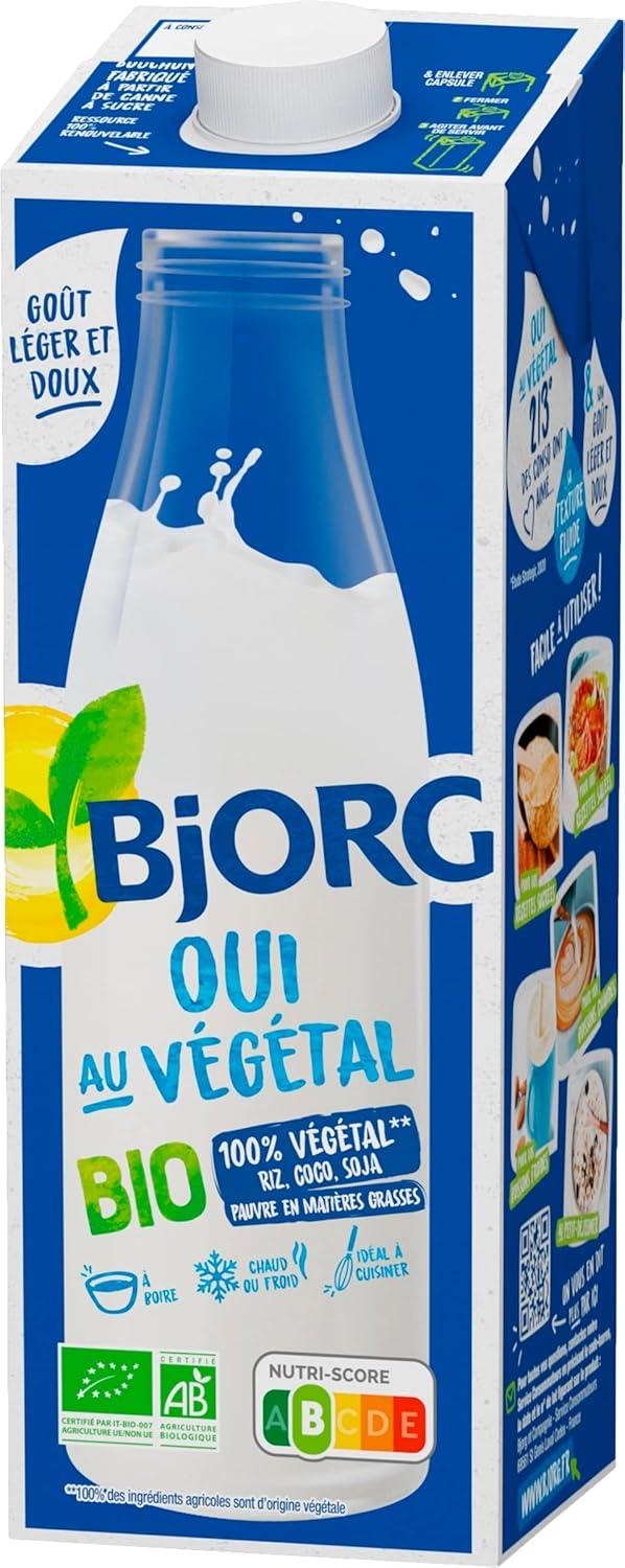 imageBjorg Boisson Oui Au Vgtal Bio Riz Coco Boire et Cuisiner Sans sucres Ajouts Pauvre en Matires Grasses 1L Lot de 2Riz Coco
