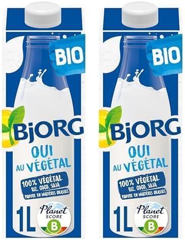 imageBjorg Boisson Oui Au Vgtal Bio Riz Coco Boire et Cuisiner Sans sucres Ajouts Pauvre en Matires Grasses 1L Lot de 2Riz Coco