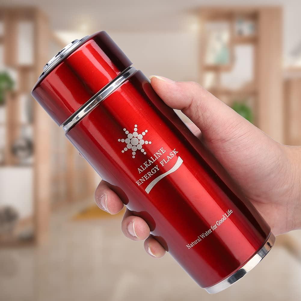 imageBouteille Deau Alcaline Nano Balance En Acier Inoxydable Bouteille Deau Isolante Portable Bouteille Large Bouchon Bouteille Filtre Deau Pour Lamlioration De Limmunit ArgentRouge