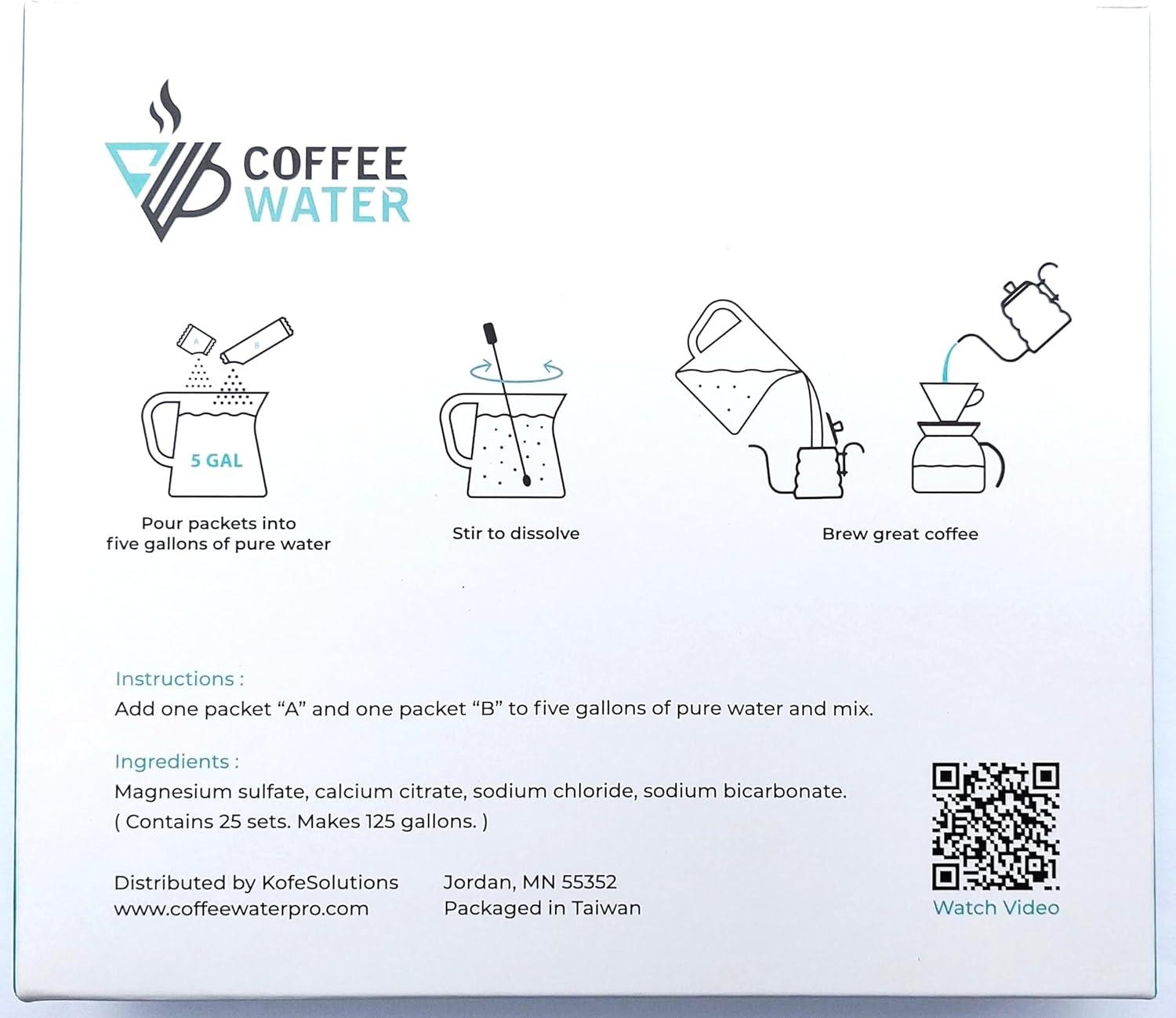 imageCOFFEE WATER Sachets minraux pour faire de leau pour le caf fait 125 gallonsMakes 125 Gallons