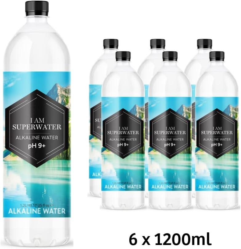 imageEau alcaline pH 9 basique 500 ml 36 bouteilles I am Superwater 3 x 12pack1200ml rPET 18 bouteilles 3 paquets