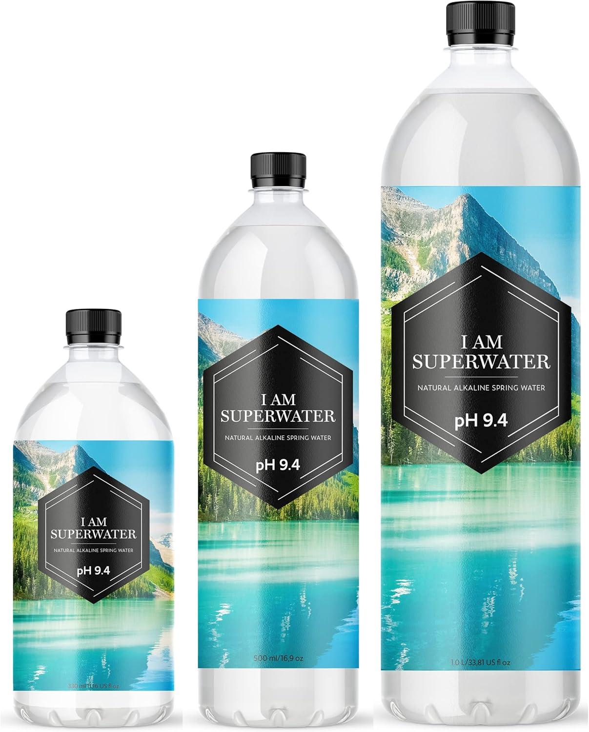 imageEau alcaline pH 9 basique 500 ml 36 bouteilles I am Superwater 3 x 12pack330ml CAN 24 canettes