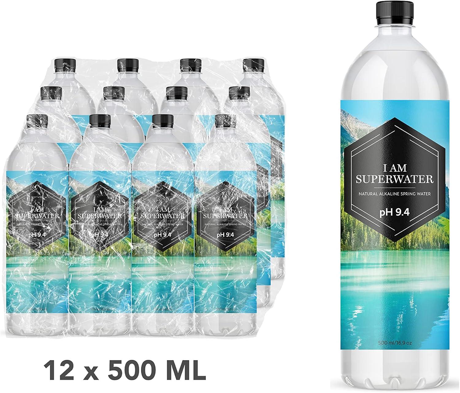 imageEau alcaline pH 9 basique 500 ml 36 bouteilles I am Superwater 3 x 12pack500 ml rPET 36 bouteilles 3 trays