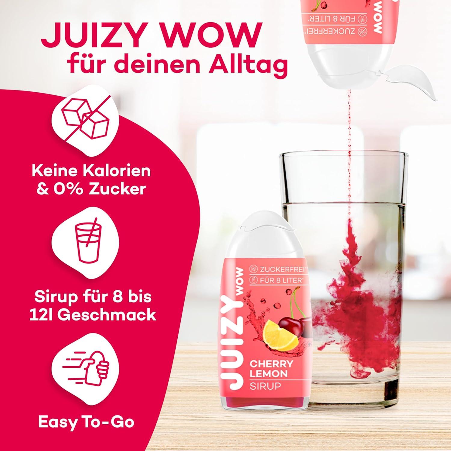 imageJUIZY WOW Sirop sans sucre 3 x 65ml Pink Grapefruit Jusqu 36L Sirop naturel pour boissons Zero Calories Vegan Bundle de 3 Boisson concentre prte lemploi More Juice Less CaloriesCherry Lemon