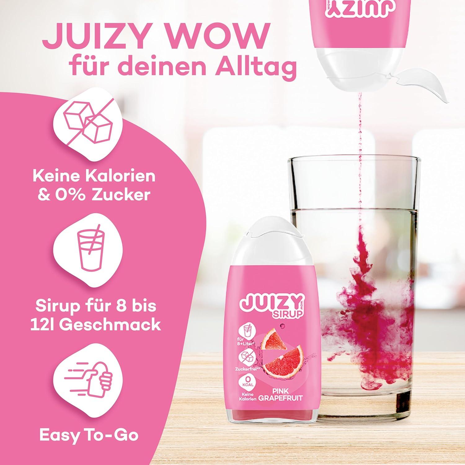 imageJUIZY WOW Sirop sans sucre 3 x 65ml Pink Grapefruit Jusqu 36L Sirop naturel pour boissons Zero Calories Vegan Bundle de 3 Boisson concentre prte lemploi More Juice Less CaloriesPink Grapefruit
