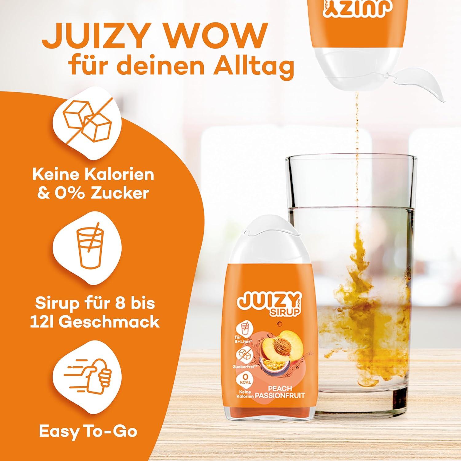 imageJUIZY WOW Sirop sans sucre 3 x 65ml Pink Grapefruit Jusqu 36L Sirop naturel pour boissons Zero Calories Vegan Bundle de 3 Boisson concentre prte lemploi More Juice Less CaloriesPeach Passionfruit