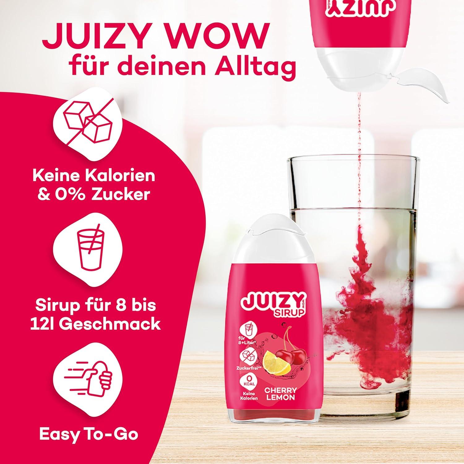 imageJUIZY WOW Sirop sans sucre 3 x 65ml Pink Grapefruit Jusqu 36L Sirop naturel pour boissons Zero Calories Vegan Bundle de 3 Boisson concentre prte lemploi More Juice Less CaloriesCherry Lemon