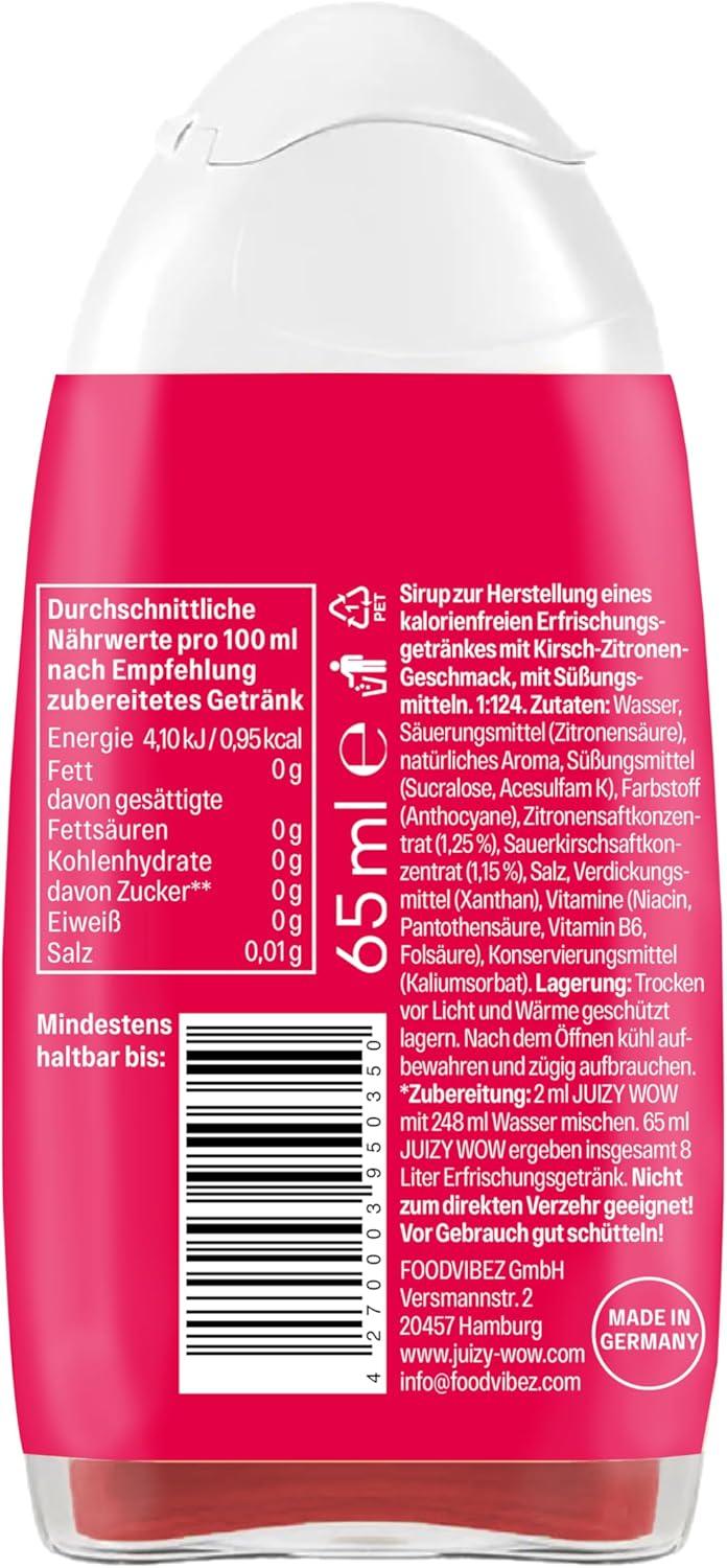 imageJUIZY WOW Sirop sans sucre 3 x 65ml Pink Grapefruit Jusqu 36L Sirop naturel pour boissons Zero Calories Vegan Bundle de 3 Boisson concentre prte lemploi More Juice Less CaloriesCherry Lemon