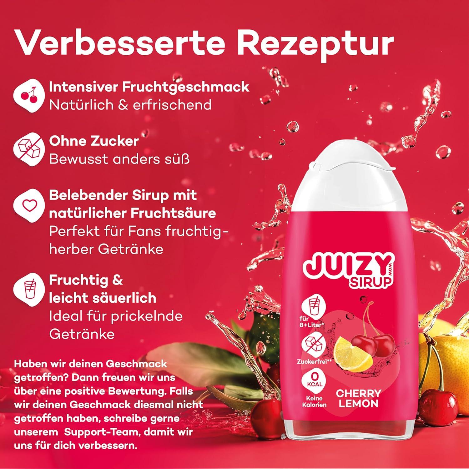imageJUIZY WOW Sirop sans sucre 3 x 65ml Pink Grapefruit Jusqu 36L Sirop naturel pour boissons Zero Calories Vegan Bundle de 3 Boisson concentre prte lemploi More Juice Less CaloriesCherry Lemon