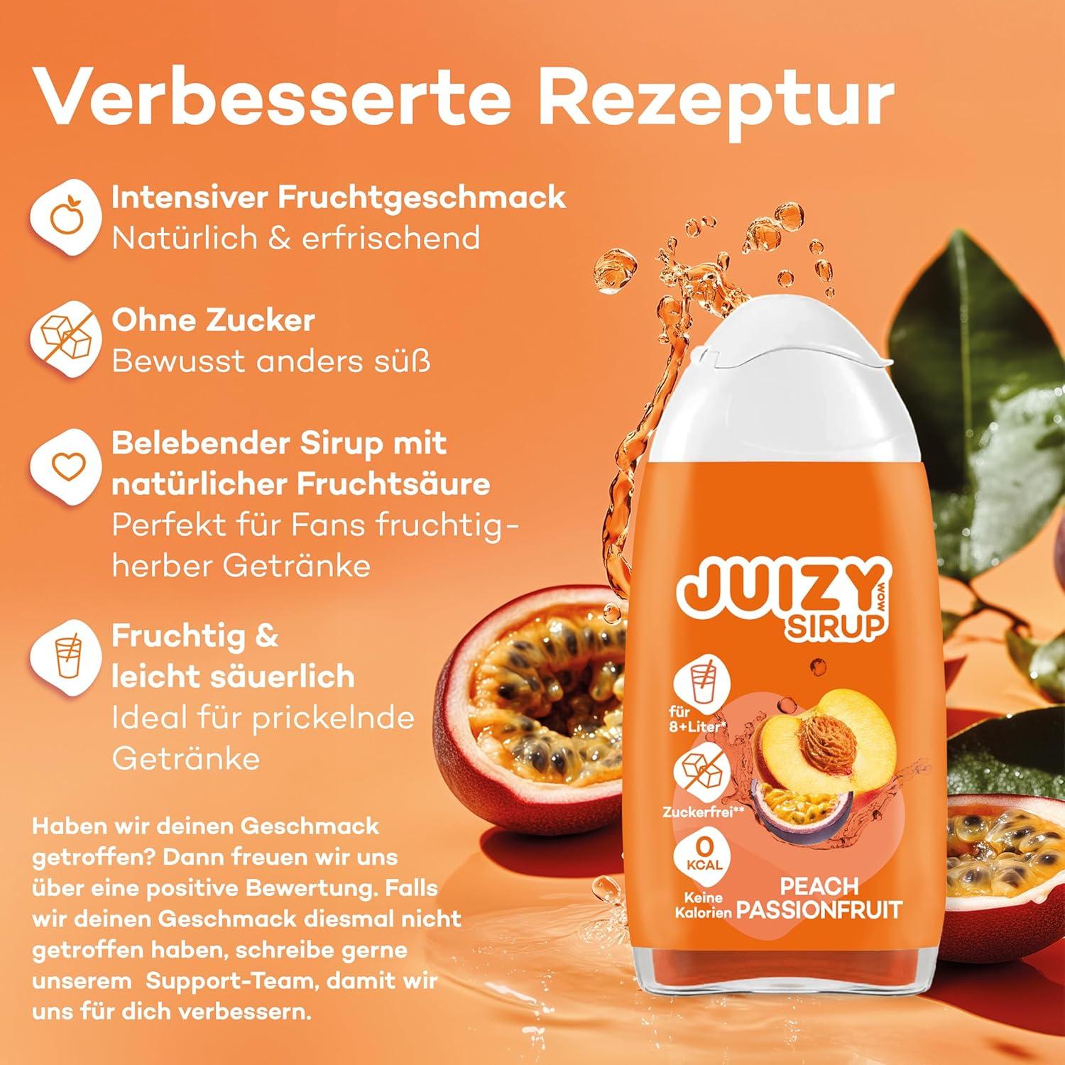 imageJUIZY WOW Sirop sans sucre 3 x 65ml Pink Grapefruit Jusqu 36L Sirop naturel pour boissons Zero Calories Vegan Bundle de 3 Boisson concentre prte lemploi More Juice Less CaloriesPeach Passionfruit