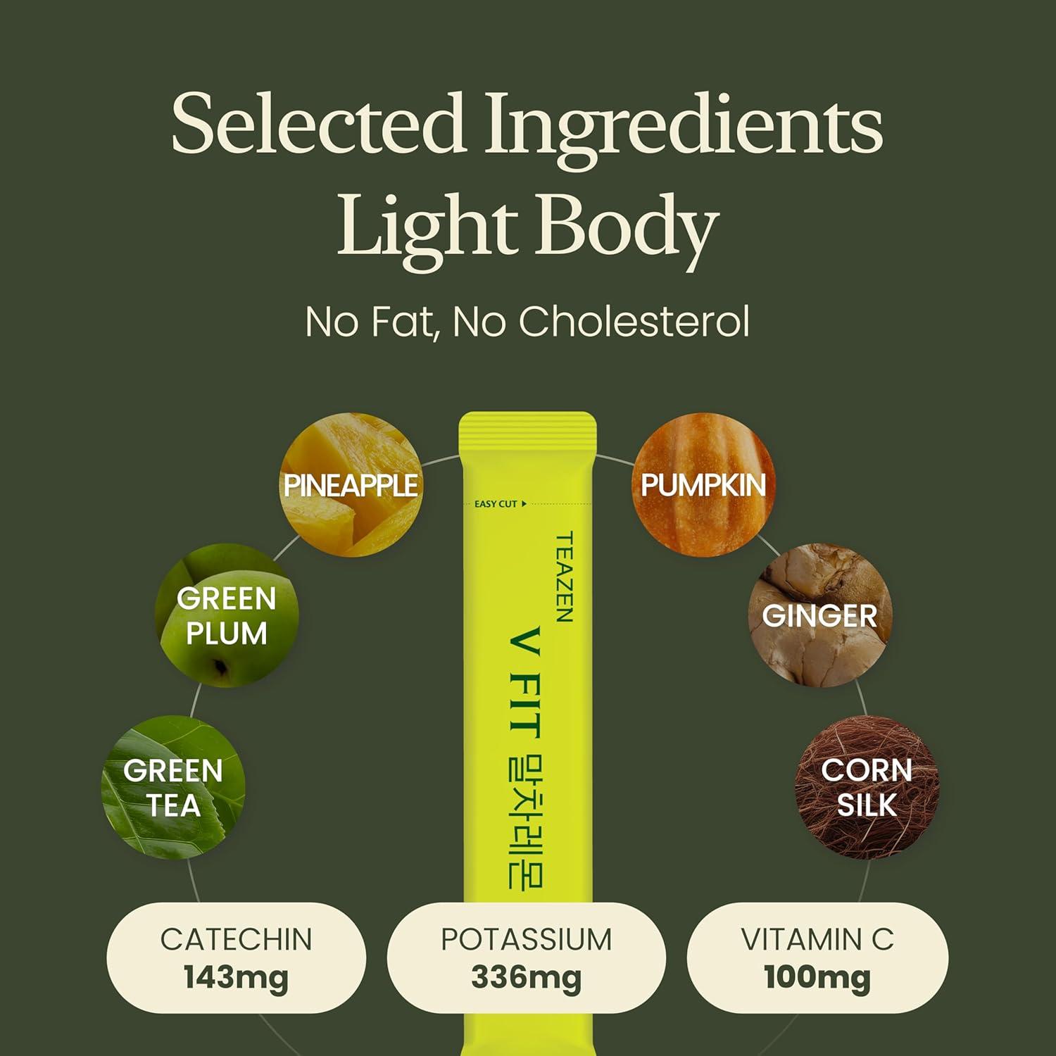 imageTEAZEN V Fit Matcha Citron Boisson instantane au th vert 10 sachets Sans sucre vgtalien faible en calories Mlange japonais de matcha et de citron pour lnergie et le mtabolisme