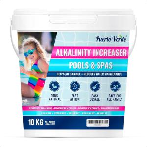 • Correcteur Alcalinité pour Piscine 10 Kg. Augmente l&rsquo;Alcalinité Totale (TAC) & Corrige Le pH. Action Rapide et Efficace. Format Poudre Sûr pour Toute la Famille. Production Européenne.
