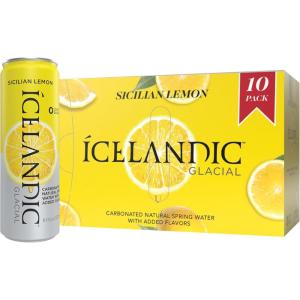 Icelandic Glacial Natural Spring Lot de 12 bouteilles d&rsquo;eau alcaline 1 l(Citron de Sicile)