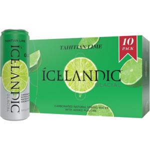 Icelandic Glacial Natural Spring Lot de 12 bouteilles d&rsquo;eau alcaline 1 l(Citron vert de Tahiti)