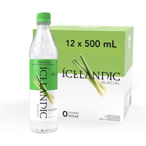 Icelandic Glacial Natural Spring Lot de 12 bouteilles d&rsquo;eau alcaline 1 l(Indonesian Lemongrass)
