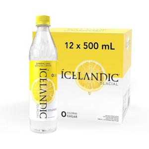 Icelandic Glacial Natural Spring Lot de 12 bouteilles d&rsquo;eau alcaline 1 l(Sicilian Lemon)