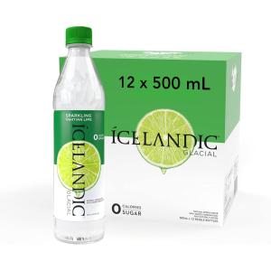 Icelandic Glacial Natural Spring Lot de 12 bouteilles d&rsquo;eau alcaline 1 l(Tahitian Lime)