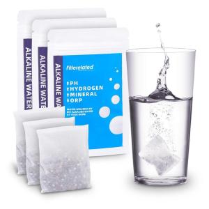 Pochette de filtre à eau alcaline portable, système de filtration d&rsquo;eau riche en hydrogène pour bouteille, pichet, récipient, pH élevé 9 + sac filtre à eau pour bouteille d&rsquo;eau longue durée (1 x 100(3*30g)