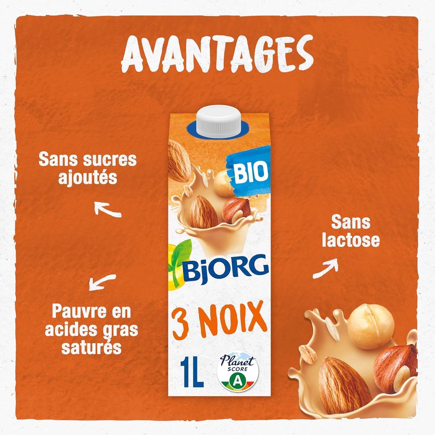 imageBJORG Boisson 3 Noix Sans Sucres Ajouts 100 Vgtal Mlange Noisettes Amandes et Noix de Macadamia Riche en Protines coreponsable 1LLe forfait peut varier3 Noix Lot Unitaire