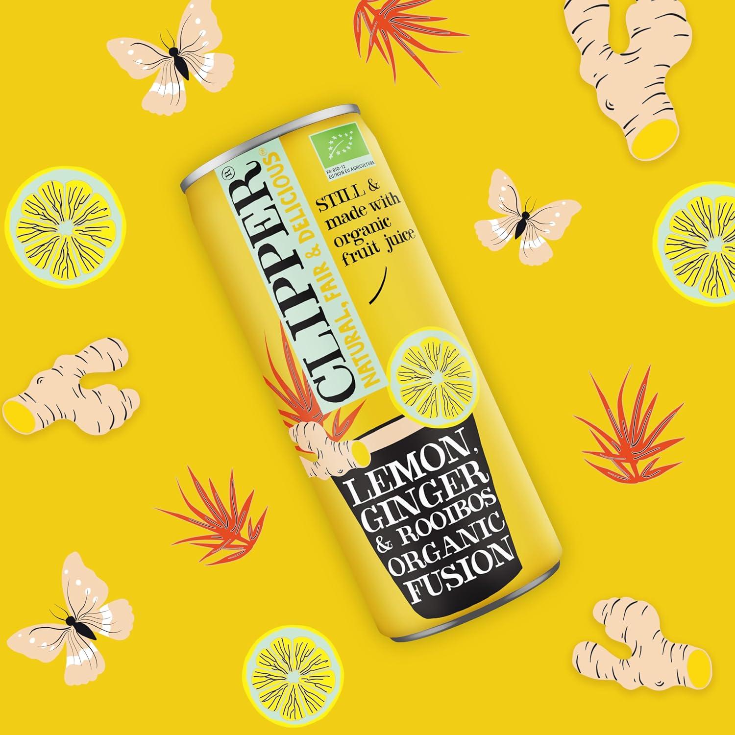 imageCLIPPER Boisson Rafraichissante Bio Fusion Citron Gingembre Rooibos Sans sucre ajouts 25cl x 12Gingembre