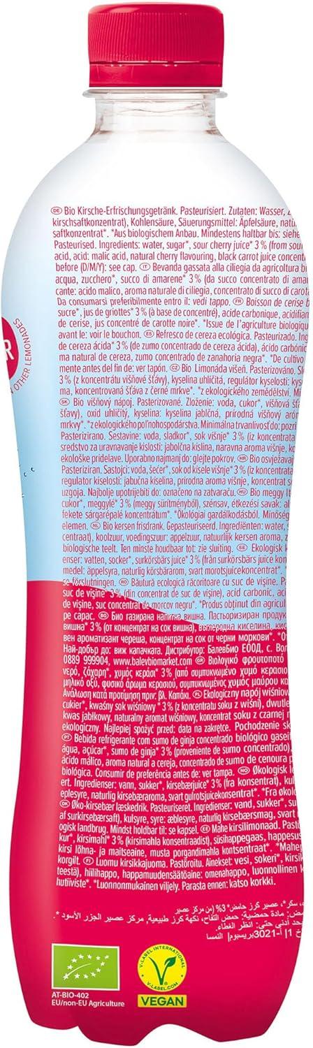 imageHLLINGER Bio Spritz Kirsche Boisson Ptillante Vgtalienne Sans Sucre Ajout Bouteille PET 500ml Saveur Cerise