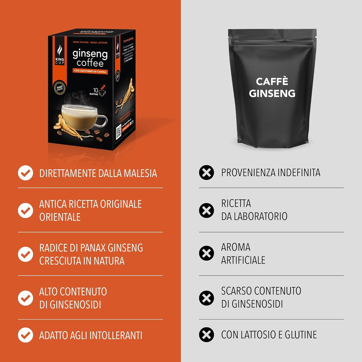imageKing Cup 1 Paquet de 10 Sachets Solubles de Boisson Gingembre et Citron Sans Sucre 10 Stick de 6 gr Got Gingembre et Citron Ajouter 60 Ml dEau Chaude Sans Gluten Sans LactoseGINSENG AU SUCRE DE CANNE