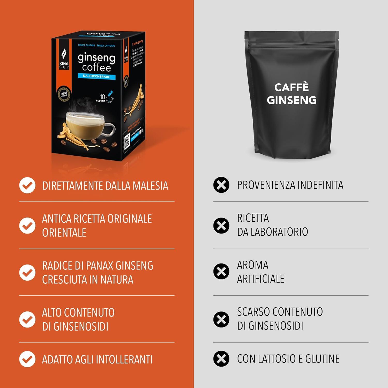 imageKing Cup 1 Paquet de 10 Sachets Solubles de Boisson Gingembre et Citron Sans Sucre 10 Stick de 6 gr Got Gingembre et Citron Ajouter 60 Ml dEau Chaude Sans Gluten Sans LactoseGINSENG SANS SUCRE