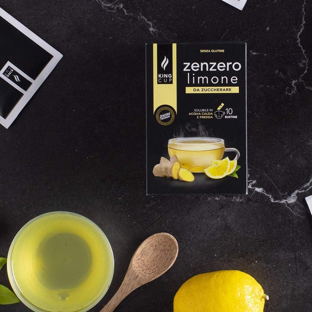 imageKing Cup 1 Paquet de 10 Sachets Solubles de Boisson Gingembre et Citron Sans Sucre 10 Stick de 6 gr Got Gingembre et Citron Ajouter 60 Ml dEau Chaude Sans Gluten Sans LactoseGINGEMBRE ET CITRON SANS SUCRE