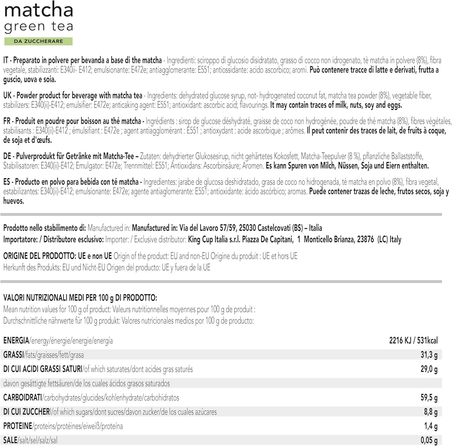 imageKing Cup 1 Paquet de 10 Sachets Solubles de Boisson Gingembre et Citron Sans Sucre 10 Stick de 6 gr Got Gingembre et Citron Ajouter 60 Ml dEau Chaude Sans Gluten Sans LactoseTH MATCHA