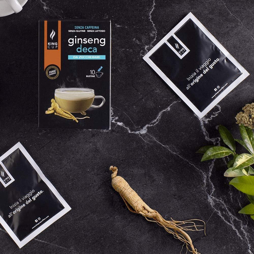 imageKing Cup 1 Paquet de 10 Sachets Solubles de Boisson Gingembre et Citron Sans Sucre 10 Stick de 6 gr Got Gingembre et Citron Ajouter 60 Ml dEau Chaude Sans Gluten Sans LactoseGINSENG DECA SANS SUCRE