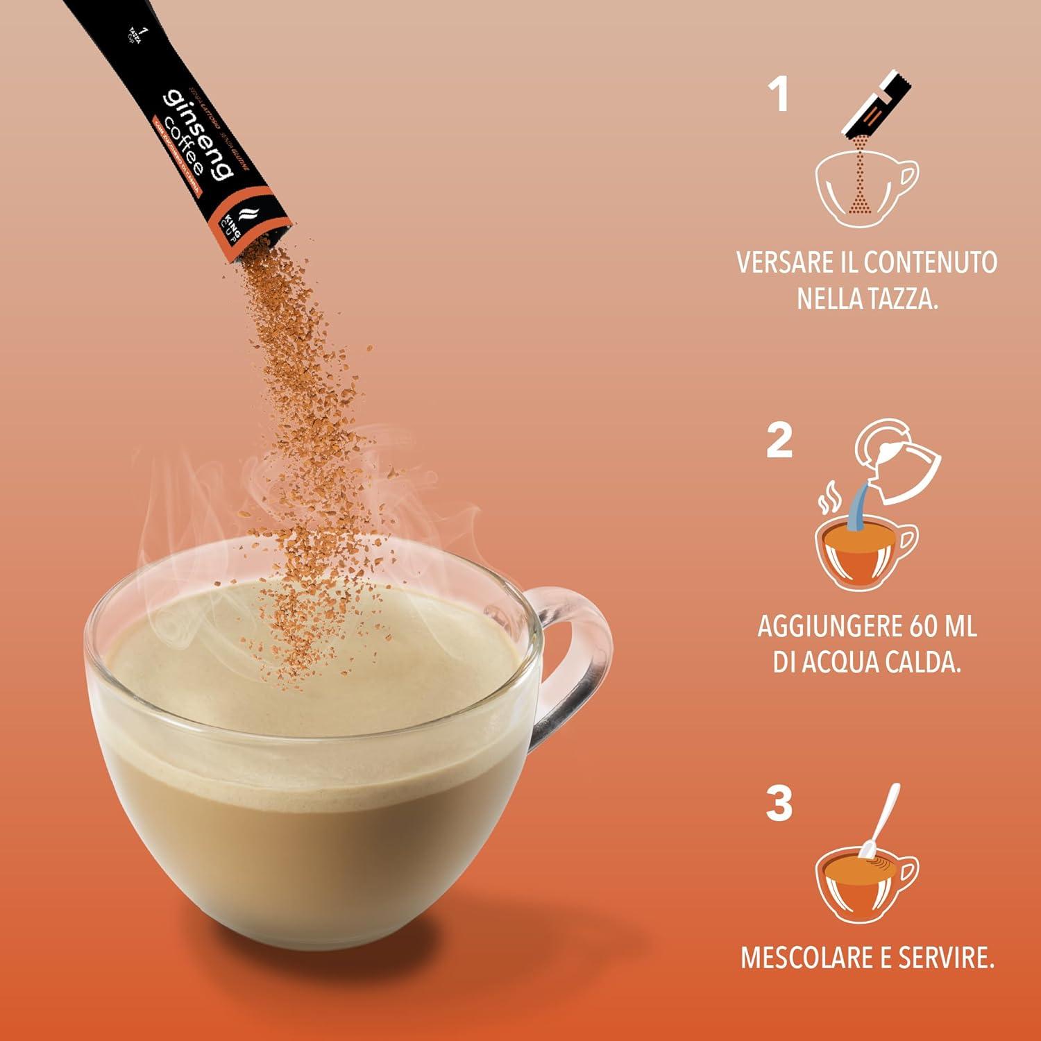 imageKing Cup 1 Paquet de 10 Sachets Solubles de Boisson Gingembre et Citron Sans Sucre 10 Stick de 6 gr Got Gingembre et Citron Ajouter 60 Ml dEau Chaude Sans Gluten Sans LactoseGINSENG SANS SUCRE