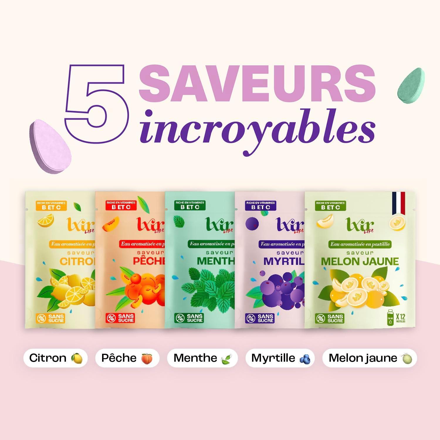 imageLXIR DRINK Infusions Chaudes en pastilles Sans Sucre Boisson multivitamines Riche en vitamines B et en ZINC 6 fois moins de Theine Immunit Stress YuzuVerveineGingembre