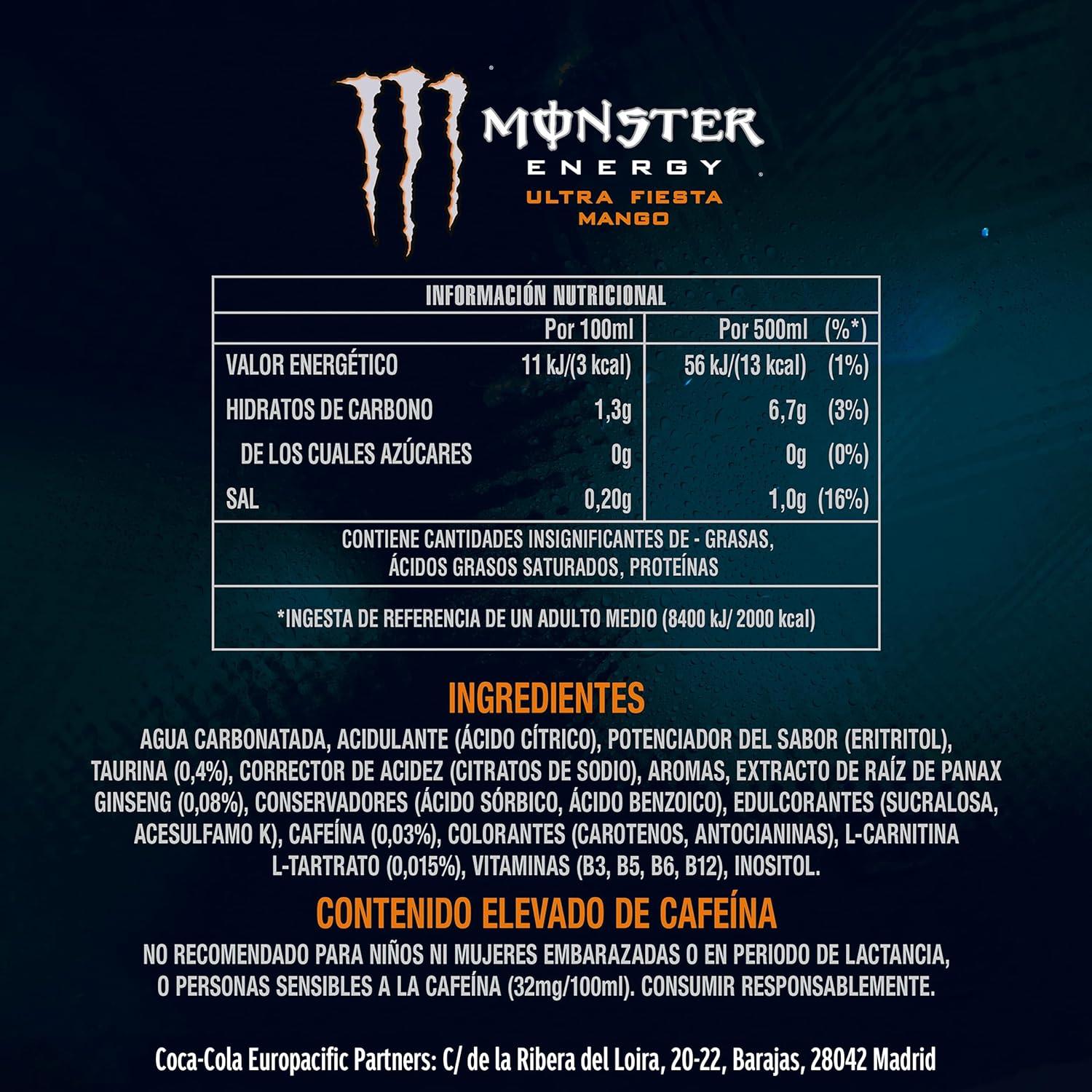 imageMonster Ultra Fiesta Sans Sucre 24x500ml Pack 24 Canettes