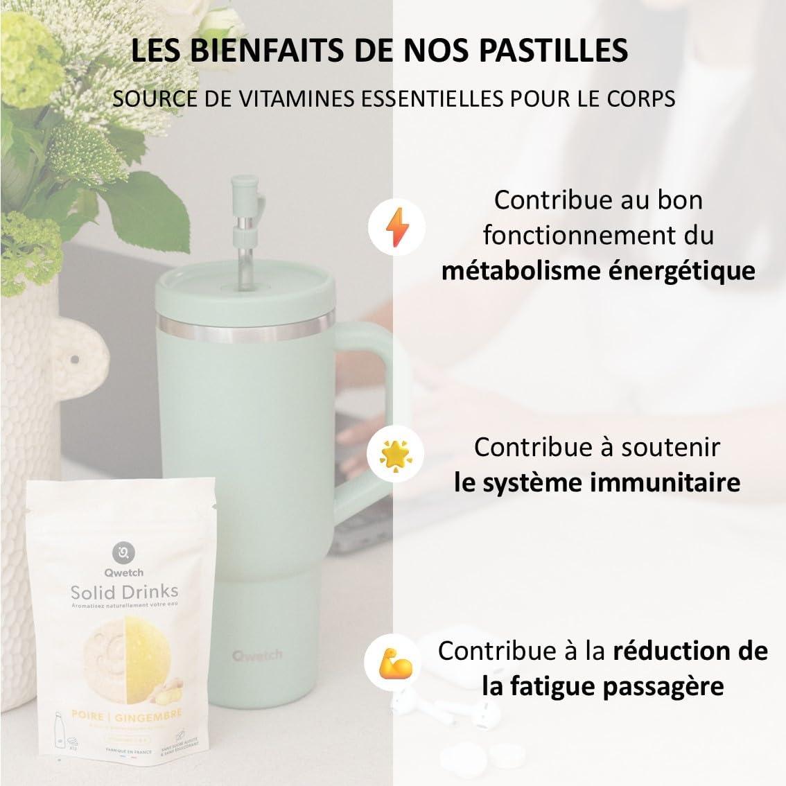 imageQwetch SOLID DRINKS 36 Pastilles dhydratation avec Vitamines C ampamp B Boisson Sans Sucres Saveurs PoireampampGingembre MreampampMyrtille LitchiampampGoyave Vegan Zro Calories Fabriqu en FranceCoffret Vitamin