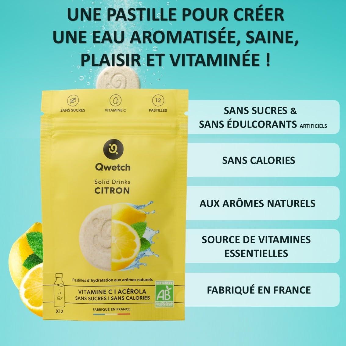 imageQwetch SOLID DRINKS 36 Pastilles dhydratation avec Vitamines C ampamp B Boisson Sans Sucres Saveurs PoireampampGingembre MreampampMyrtille LitchiampampGoyave Vegan Zro Calories Fabriqu en FranceCoffret Classique
