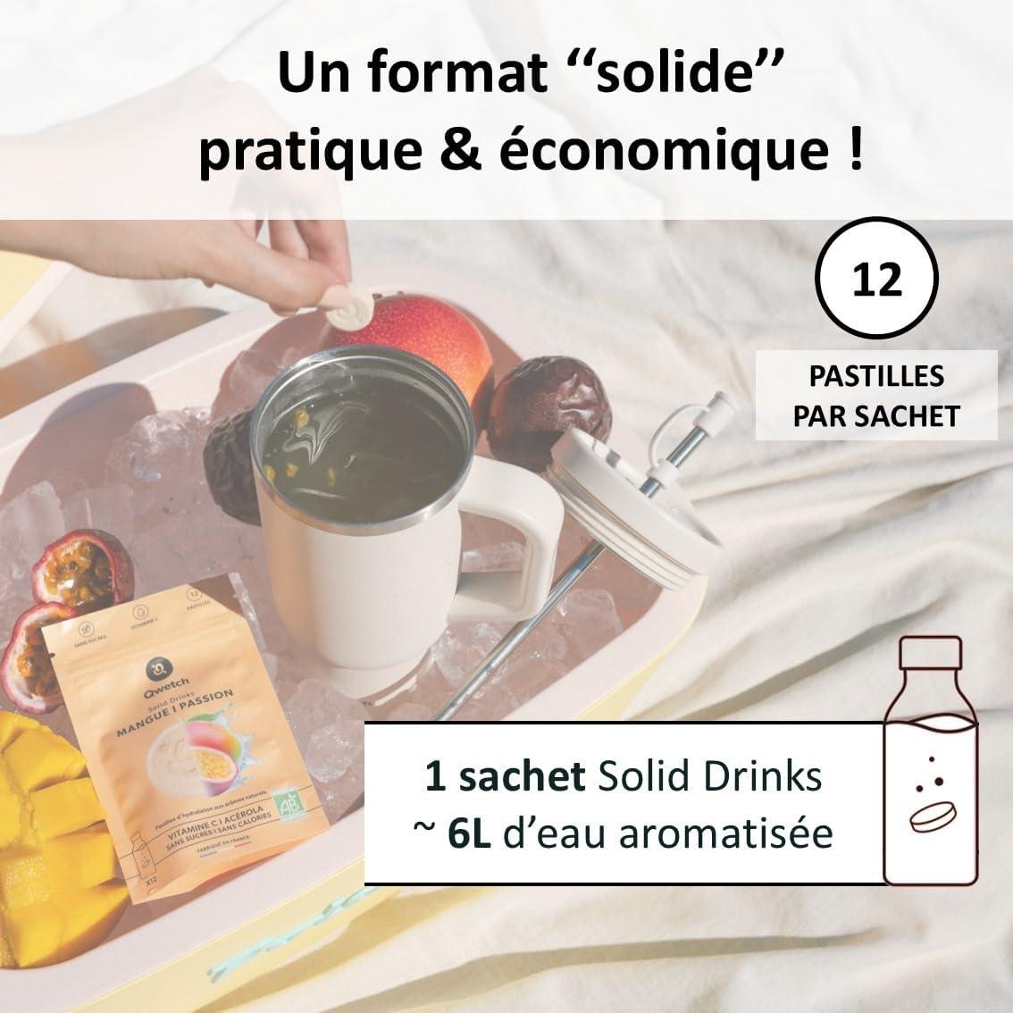 imageQwetch SOLID DRINKS 36 Pastilles dhydratation avec Vitamines C ampamp B Boisson Sans Sucres Saveurs PoireampampGingembre MreampampMyrtille LitchiampampGoyave Vegan Zro Calories Fabriqu en FranceCoffret Classique