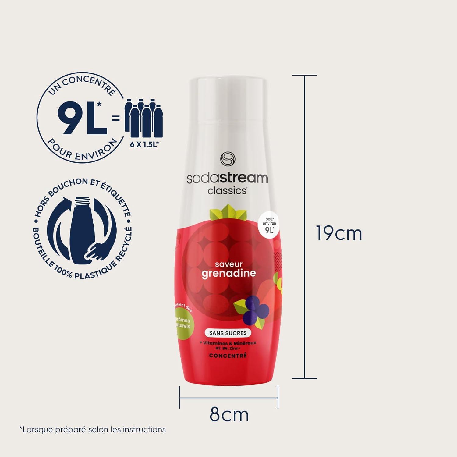imageSodaStream Concentr Grenadine Sans Sucres pour Machine Eau Ptillante et Soda Prparez jusqu 9 Litres de Grenadine en Quelques Secondes 440ml