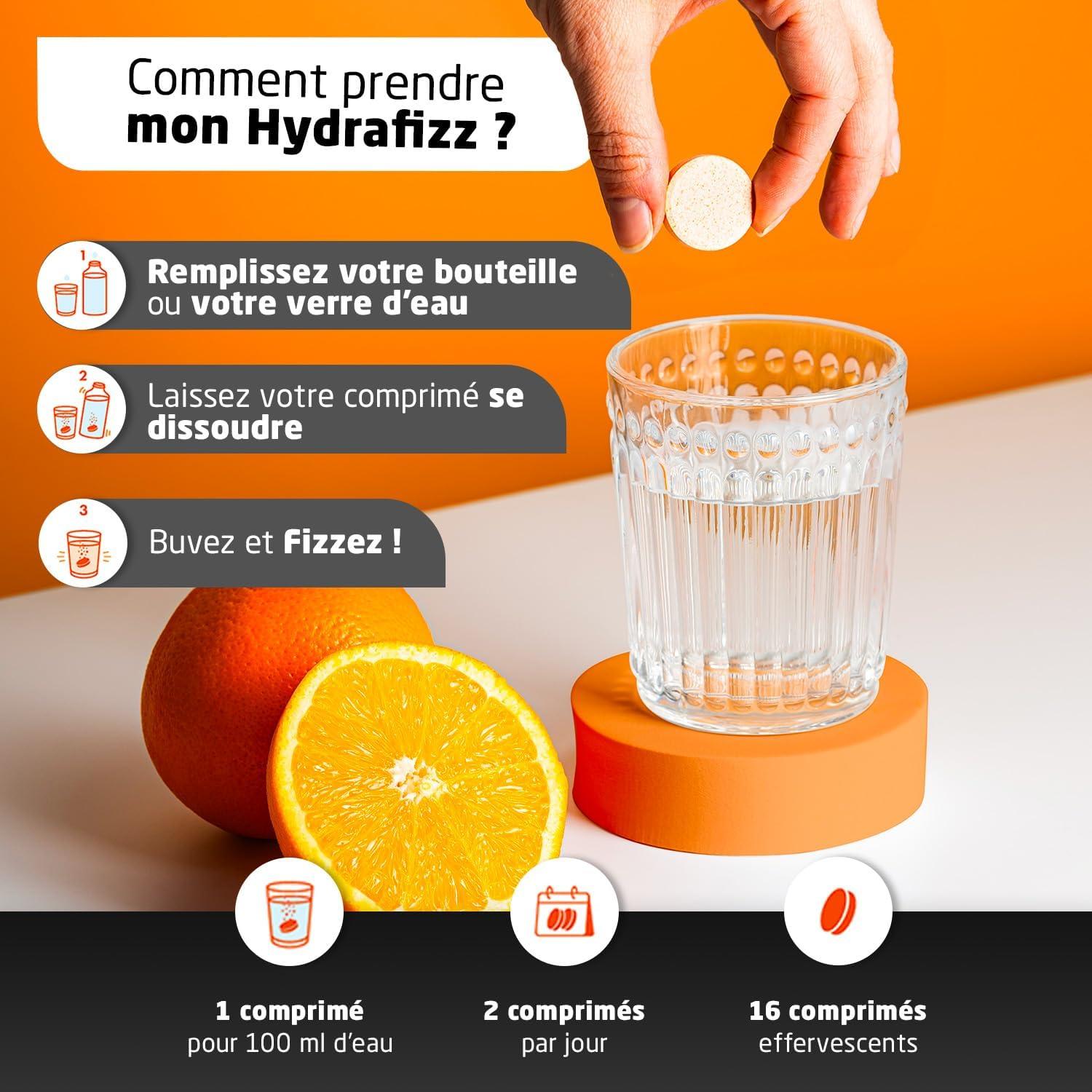 imageUPSA Hydrafizz Sport Complment Alimentaire Sport ampamp Hydratation lectrolytes Glucose Ginseng Vitamine C ampamp BCAA Got Orange Fabriqu en France 16 Comprims Effervescents