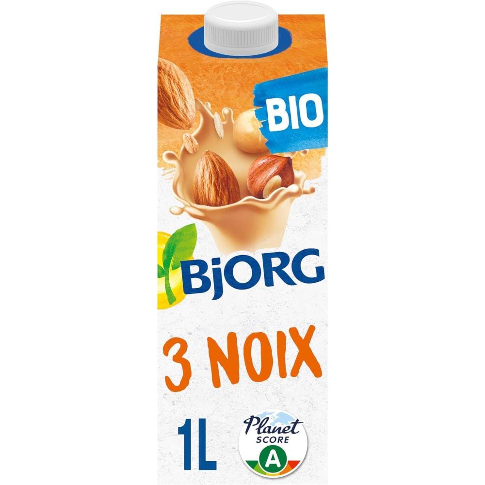 imageBJORG Boisson 3 Noix Sans Sucres Ajouts 100 Vgtal Mlange Noisettes Amandes et Noix de Macadamia Riche en Protines coreponsable 1LLe forfait peut varier3 Noix Lot Unitaire