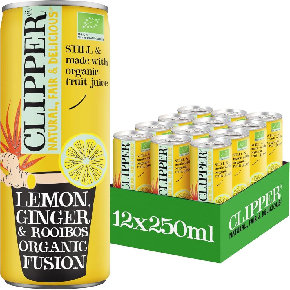 imageCLIPPER Boisson Rafraichissante Bio Fusion Citron Gingembre Rooibos Sans sucre ajouts 25cl x 12Gingembre