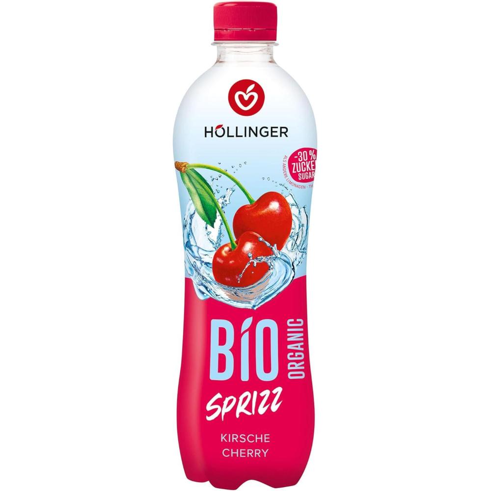 imageHLLINGER Bio Spritz Kirsche Boisson Ptillante Vgtalienne Sans Sucre Ajout Bouteille PET 500ml Saveur Cerise