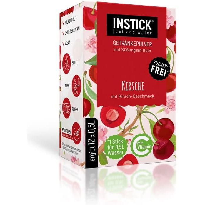 imageINSTICK  Boisson instantane sans sucre  saveur cerise  12 btonnets pour 05 l chacun