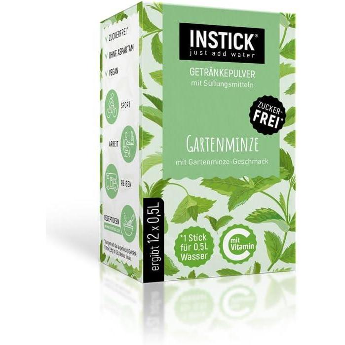 imageINSTICK Boisson instantane sans sucre pche 12 x 051 L Poudre pour boissons vgtaliennes faibles en calories et vitamine C poudre instantaneMenthe poivre