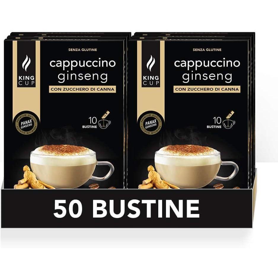 imageKing Cup 1 Paquet de 10 Sachets Solubles de Boisson Gingembre et Citron Sans Sucre 10 Stick de 6 gr Got Gingembre et Citron Ajouter 60 Ml dEau Chaude Sans Gluten Sans LactoseCAPPUCCINO AU GINSENG