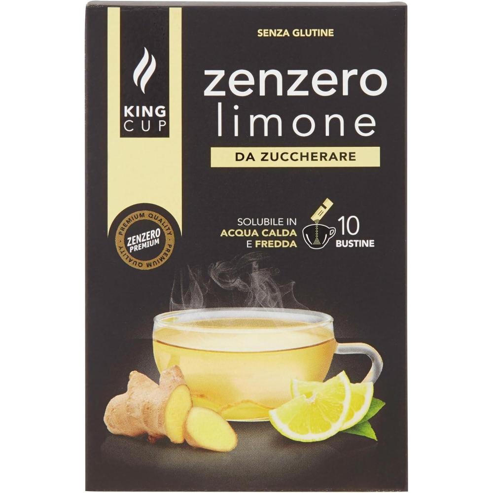 imageKing Cup 1 Paquet de 10 Sachets Solubles de Boisson Gingembre et Citron Sans Sucre 10 Stick de 6 gr Got Gingembre et Citron Ajouter 60 Ml dEau Chaude Sans Gluten Sans LactoseGINGEMBRE ET CITRON SANS SUCRE